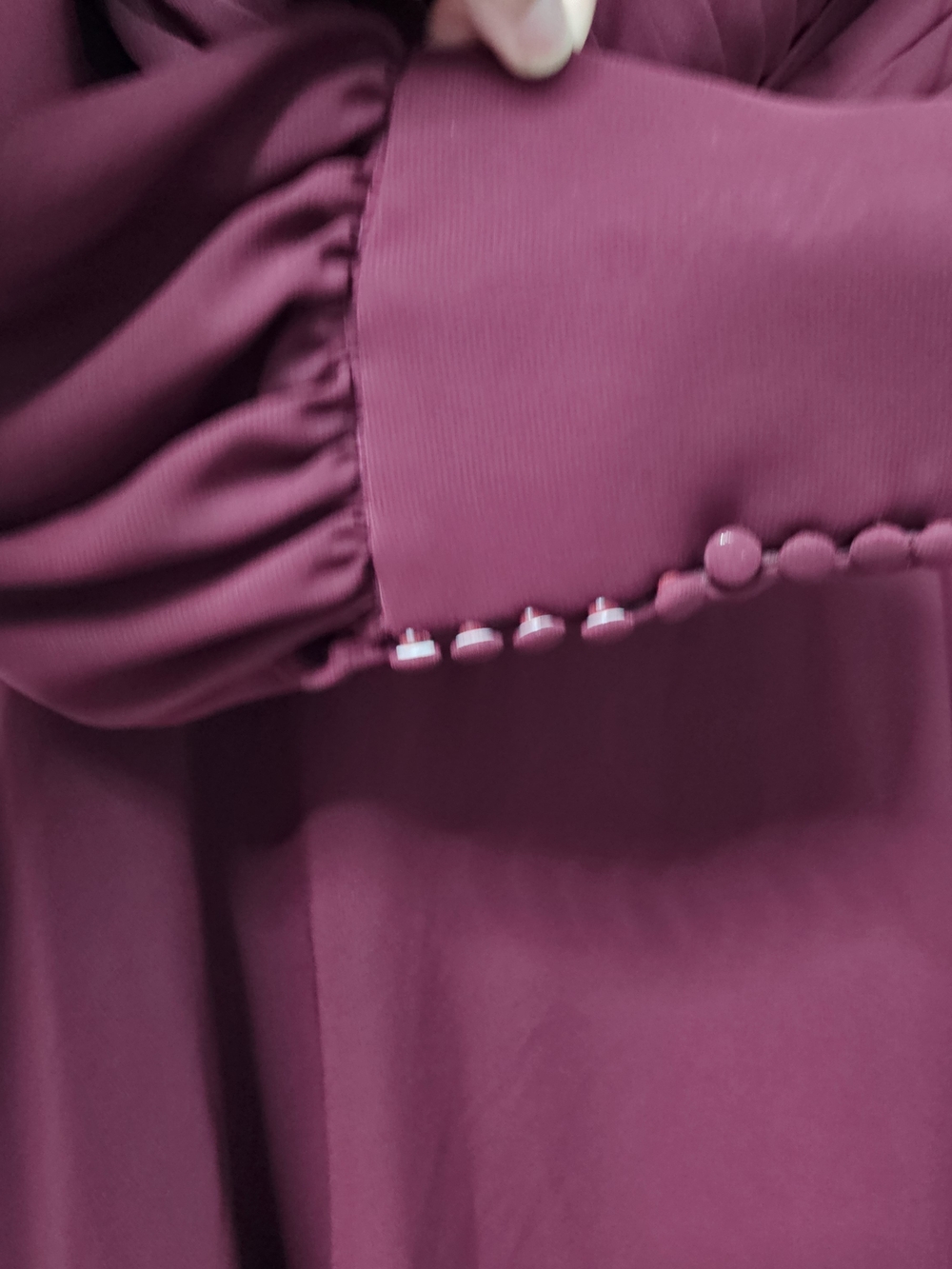 JJ's House Burgundy Chiffon Pleated Bishop Sleeve Midi Dress Approx L - Picture 5 of 11